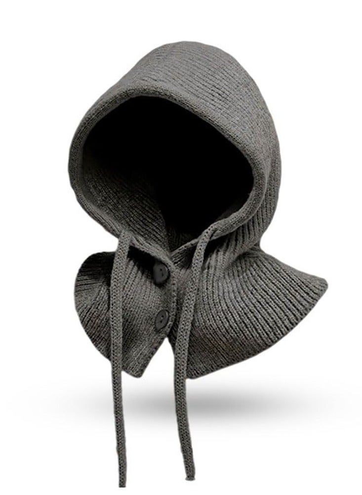 Zikra Cozy Knit Balaclava Beanie for Men and Women - Adjustable Hooded Scarf Hat for Cold Weather, Perfect for Winter Warmth and Style. - Image 1