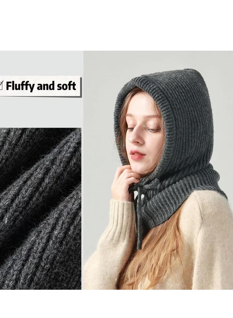 Zikra Cozy Knit Balaclava Beanie for Men and Women - Adjustable Hooded Scarf Hat for Cold Weather, Perfect for Winter Warmth and Style. - Image 2