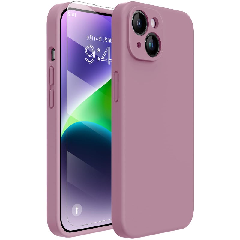 Miracase Designed for iPhone 14 Case with Screen Protector,[Upgraded Enhanced Camera Protection],Shockproof Liquid Silicone Case with Microfiber Lining, 6.1 inch,Blackcurrant - Image 1