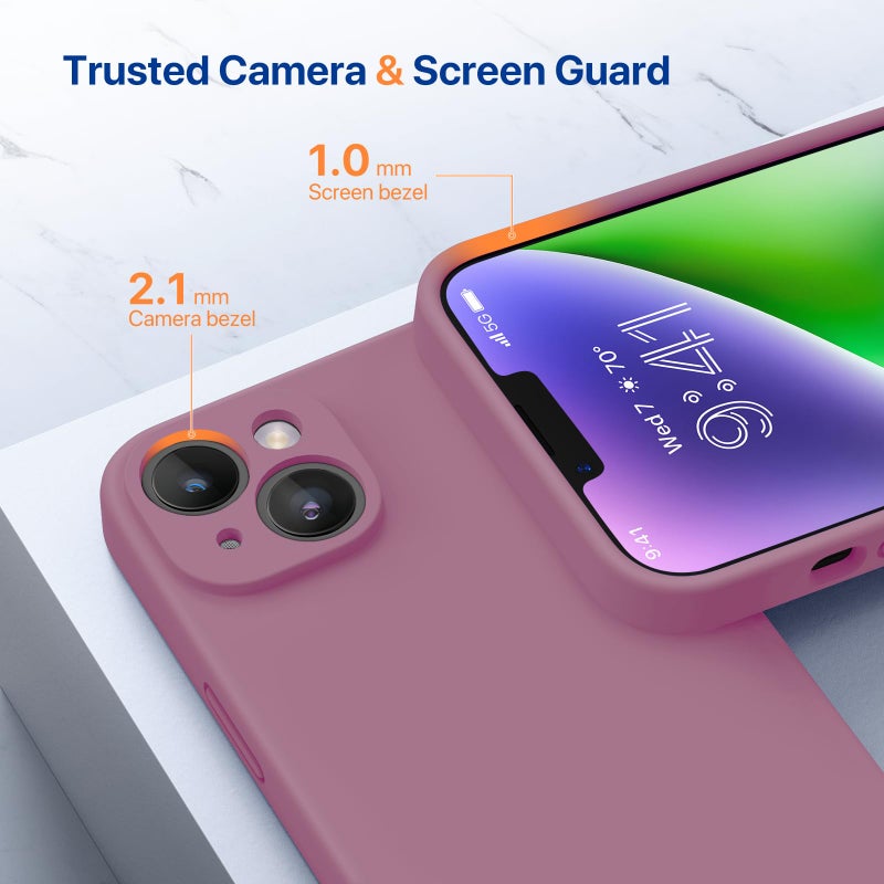 Miracase Designed for iPhone 14 Case with Screen Protector,[Upgraded Enhanced Camera Protection],Shockproof Liquid Silicone Case with Microfiber Lining, 6.1 inch,Blackcurrant - Image 2