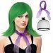 BESTBEL+ Hair Cap + 1 Scarf + Short Green Wig for Women Anime Cosplay Green Bob Wig with Bangs Sythetic Hair Anime Styled Wigs for Halloween Costume Party Outfit - Image 2