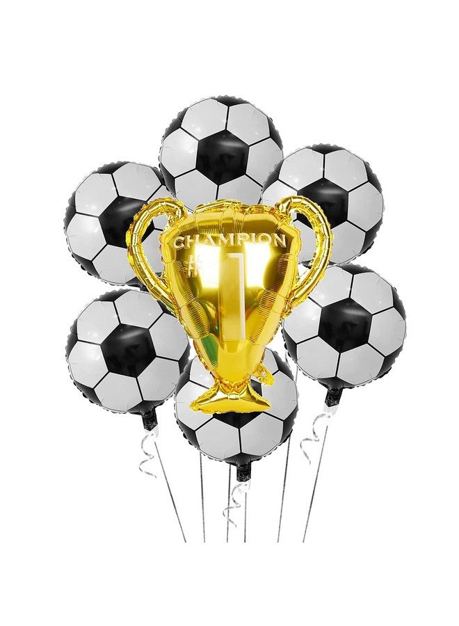 Oarkive Soccer Party Balloons Set, 7pcs Championship Trophy Balloon and Soccer Foil Balloons for Birthday Baby Shower Wedding Anniversary Soccer Themed Party Decoration - Image 1