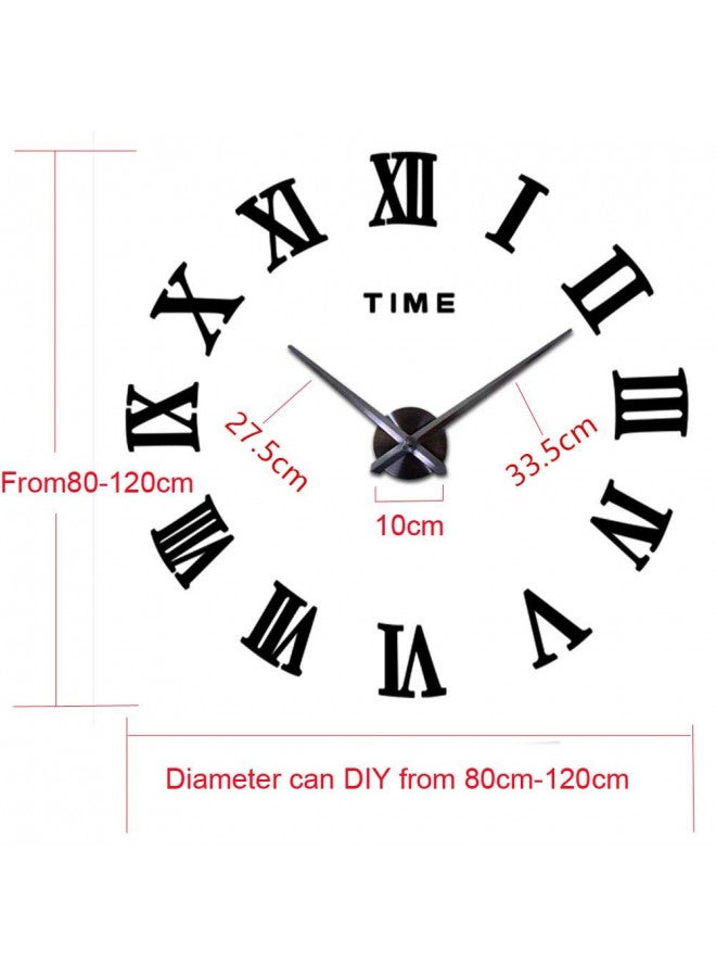 fashion in the city FASHION in THE CITY Mirror Surface 3D DIY Wall Clocks Modern Design Room Decorative Wall Watches (Black)  - Image 1