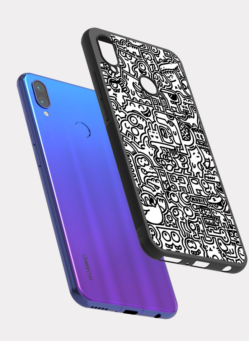 بكسلات كفر هواوي نوفا 3 فن الخربشة ابيض - Image 2