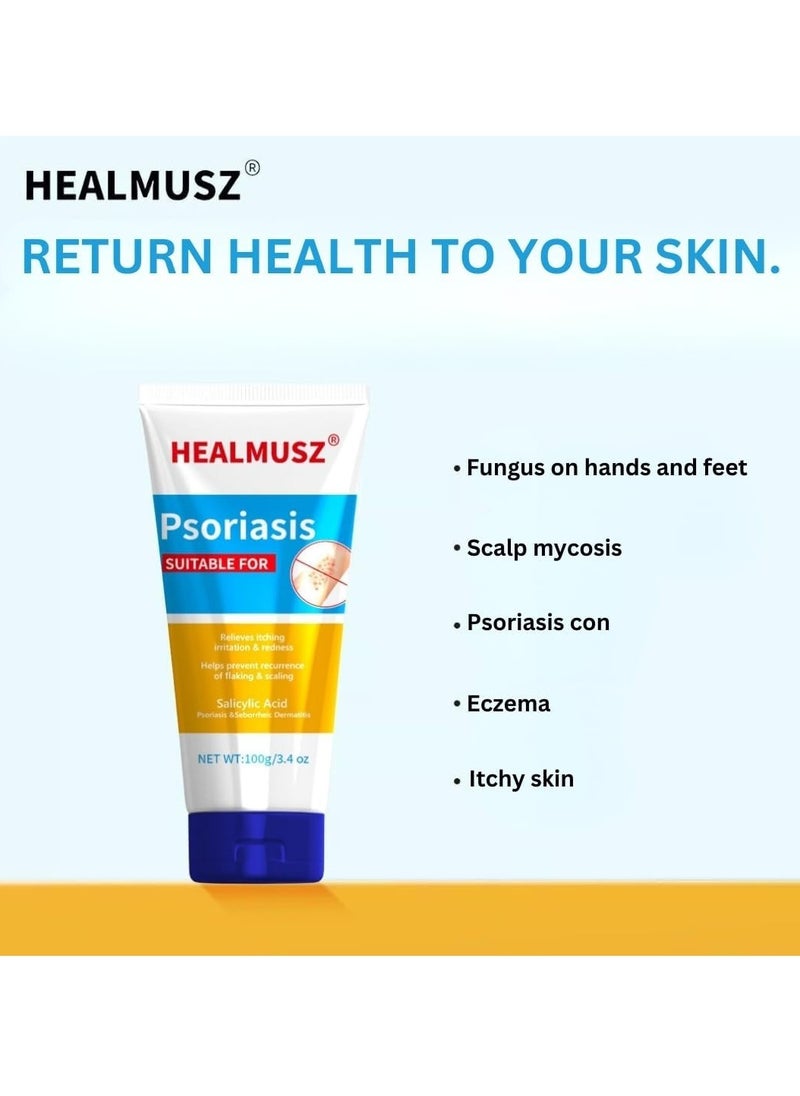 HEALMUSZ 100g Herbal Psoriasis Cream Antibacterial Psoriasis Cream with Herbal Ingredients for Relieve Psoriasis Skin Itching Inhibit Fungal Infection Psoriasis Treatment Cream Lotion  - Image 5