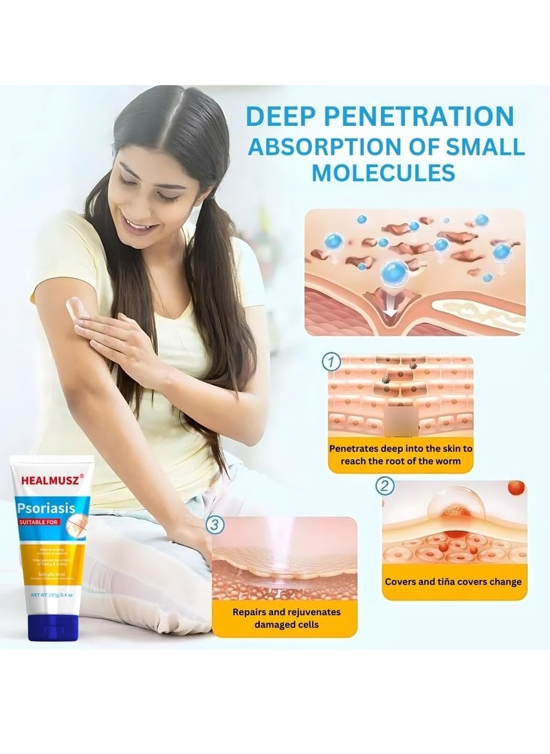 HEALMUSZ - 100g Herbal Psoriasis Cream Antibacterial Psoriasis Cream with Herbal Ingredients for Relieve Psoriasis Skin Itching Inhibit Fungal Infection Psoriasis Treatment Cream Lotion - Image 1