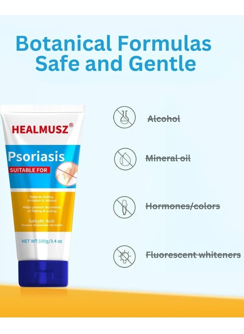 HEALMUSZ - 100g Herbal Psoriasis Cream Antibacterial Psoriasis Cream with Herbal Ingredients for Relieve Psoriasis Skin Itching Inhibit Fungal Infection Psoriasis Treatment Cream Lotion - Image 1