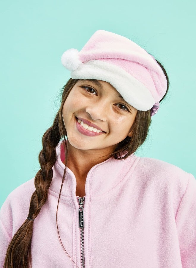 iscream Soft Comfort Satin-Lined Plush Girls Sleep Mask - Pink Santa Hat - Image 3