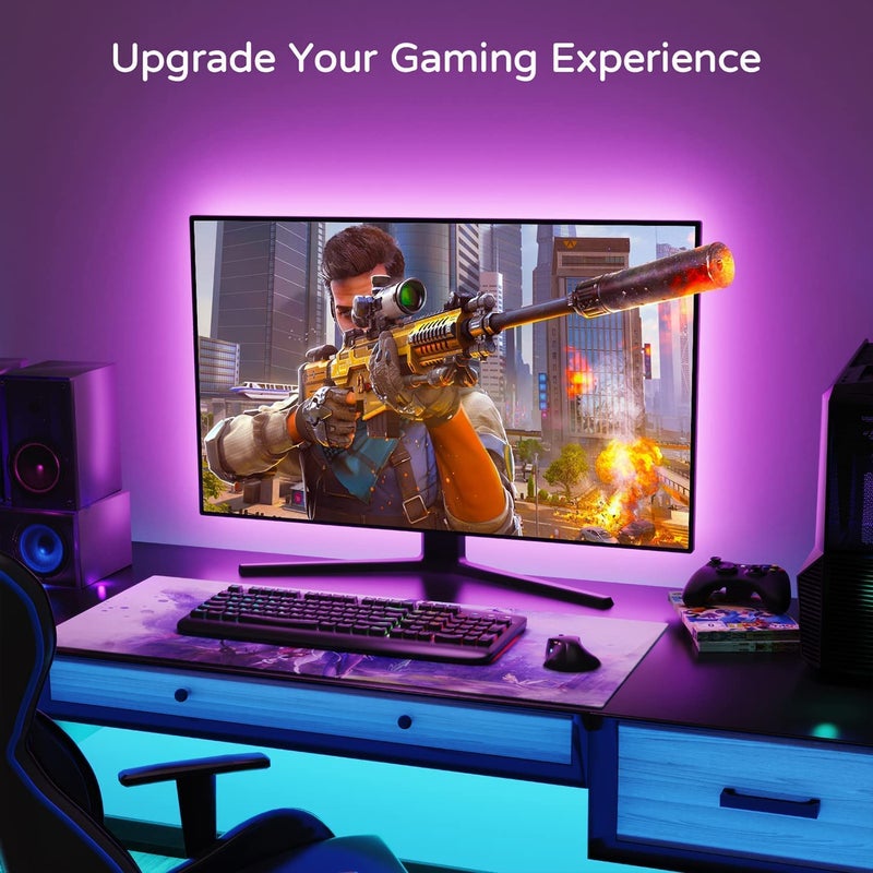 Gesto شريط إضاءة LED USB 5V - إضاءة خلفية متعددة الألوان متزامنة مع الموسيقى لتلفاز الكمبيوتر المحمول وغرفة الألعاب | إضاءة خلفية للتلفاز مع تطبيق بلوتوث وجهاز تحكم عن بعد (2 متر لتلفزيونات 16-40 بوصة) - Image 5