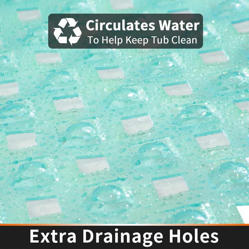 Yimobra Bathtub Mat Non Slip, Super Strong Suction Cups, 27.5"x15.5" Long Shower Mat with Drain Holes, Machine Washable Fast Draining Bath Mats, Bathroom Essentials,Clear Green - Image 3