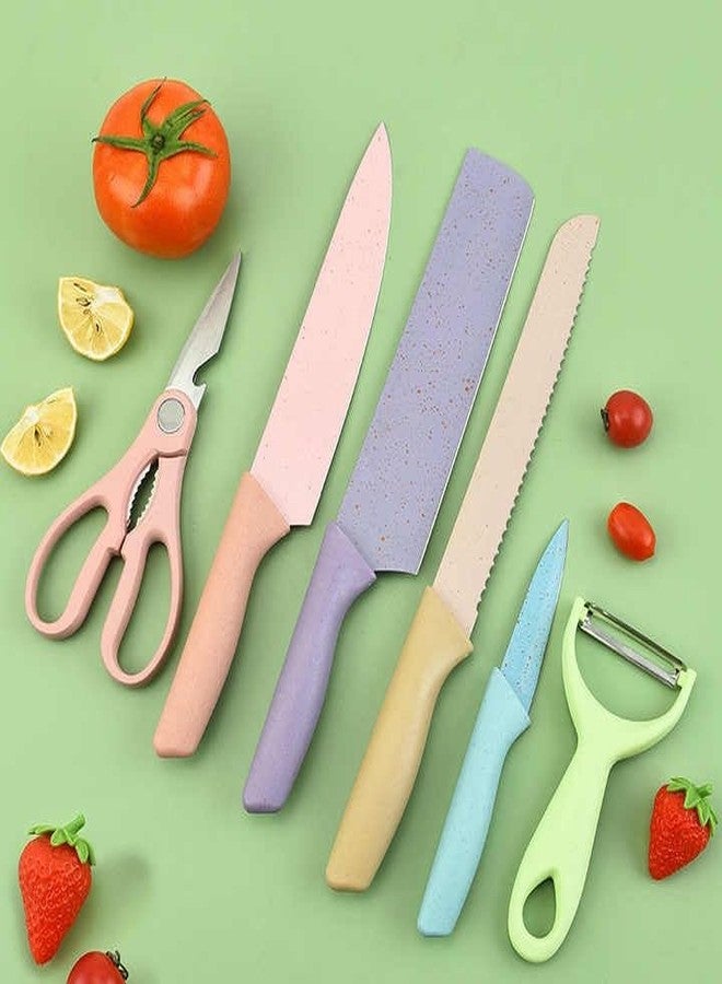 Oblivion Professional Colorful Kitchen Knives Set of 6 Pieces | Non-Stick Blades with Carbon Stainless Steel | Sharp Kitchen Cutting Knives Set for Slicing, Paring and Cooking Knives Set - Image 2