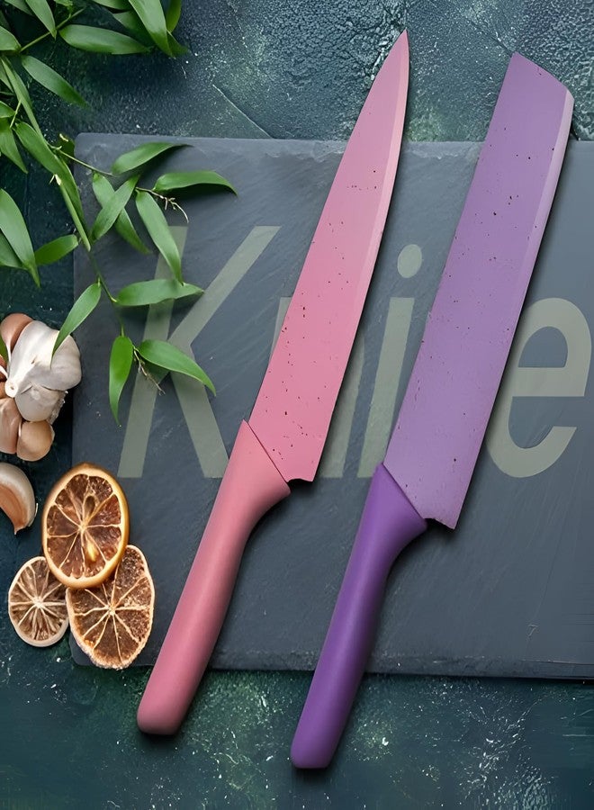 Oblivion Professional Colorful Kitchen Knives Set of 6 Pieces | Non-Stick Blades with Carbon Stainless Steel | Sharp Kitchen Cutting Knives Set for Slicing, Paring and Cooking Knives Set - Image 4