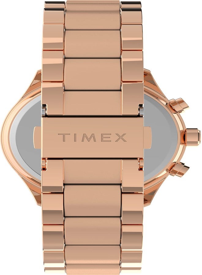 تيميكس ساعة تايمكس النسائية كرونوغراف ستاندرد 38 مم - علبة ثنائية اللون، مينا ثنائي اللون، سوار ثنائي اللون، ذهبي وردي - Image 2