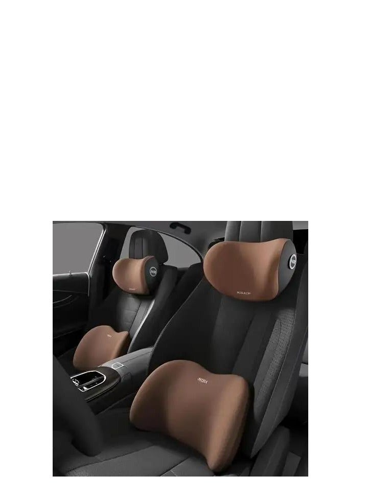 مورا وسائد إسفنجية لدعم أسفل الظهر ومسند رأس للسيارة - وسائد إسفنجية مريحة للسيارة والمكتب. 1- وسادة دعم أسفل الظهر 1- وسادة مسند رأس. - Image 1