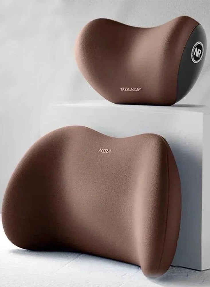 مورا وسائد إسفنجية لدعم أسفل الظهر ومسند رأس للسيارة - وسائد إسفنجية مريحة للسيارة والمكتب. 1- وسادة دعم أسفل الظهر 1- وسادة مسند رأس. - Image 2