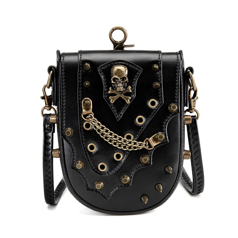 Temu Medieval Retro Women'S Crossbody Bag Personalized Mini Punk Rivet Single Shoulder Mobile Phone Satchel - Image 1