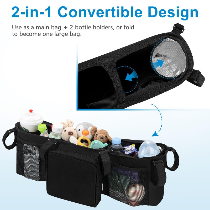 Accmor Double Stroller Organizer for Bob Duallie and Baby Jogger City Mini GT2, Double Baby Stroller Caddy Bag Organizer Accessories - Image 3