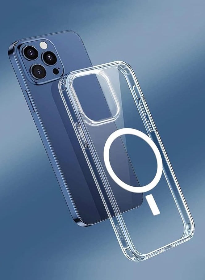 ليفور جراب ليفور لهاتف ايفون 14 برو مضاد للسقوط والخدش، ماج سيف شفاف - Image 1