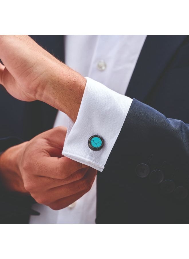 CERRUTI 1881 - Voltear Black and Turquoise Cufflinks for Men - Image 1