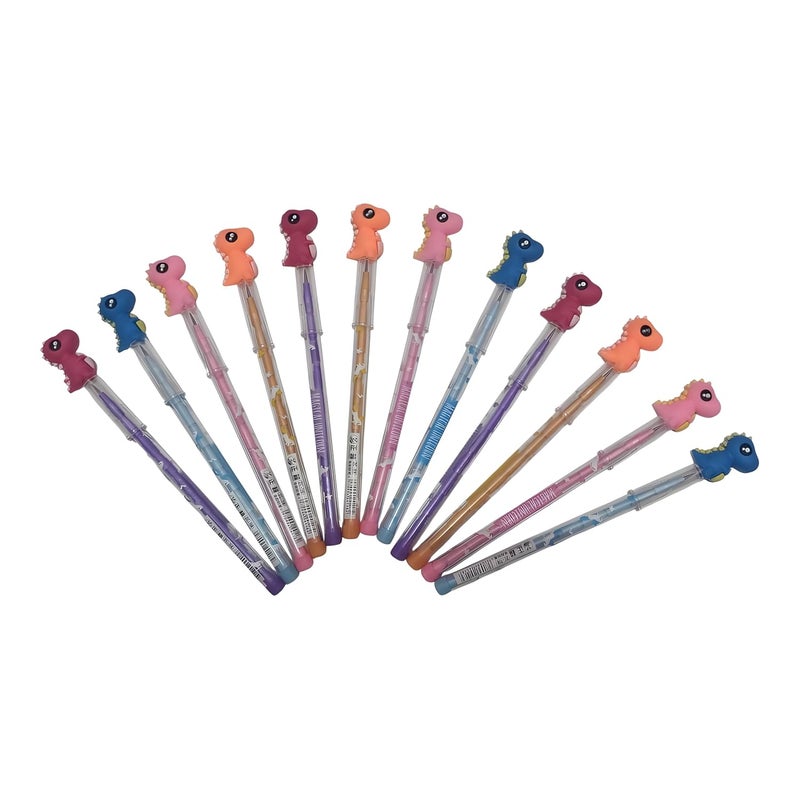 RADIANCE ™ Dino Cartoon Pack of 12 Mechanical Pencils for Kids | HB Lead | School Supplies & Writing Stationery Set, Perfect for Return Gifts & Party Favors - Image 1