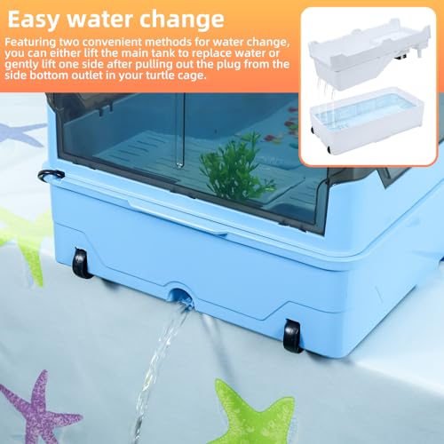 RunDuck Turtle Habitat Tank Kit– Fresh Filtration, Waterplay Fun, Diverse Living, Heat Lamp, Water Pump and Convenient Water Changes in Turtle cage Tanks (Blue, XL) - Image 5