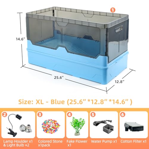 RunDuck Turtle Habitat Tank Kit– Fresh Filtration, Waterplay Fun, Diverse Living, Heat Lamp, Water Pump and Convenient Water Changes in Turtle cage Tanks (Blue, XL) - Image 2