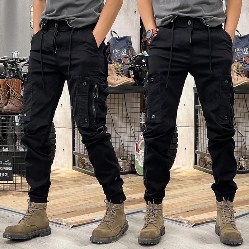 Spring and Autumn Cross-border American Tooling Pants Mens Straight Functional Outdoor Tactical Casual Pants Mens Leg-length Pants Mens Black 