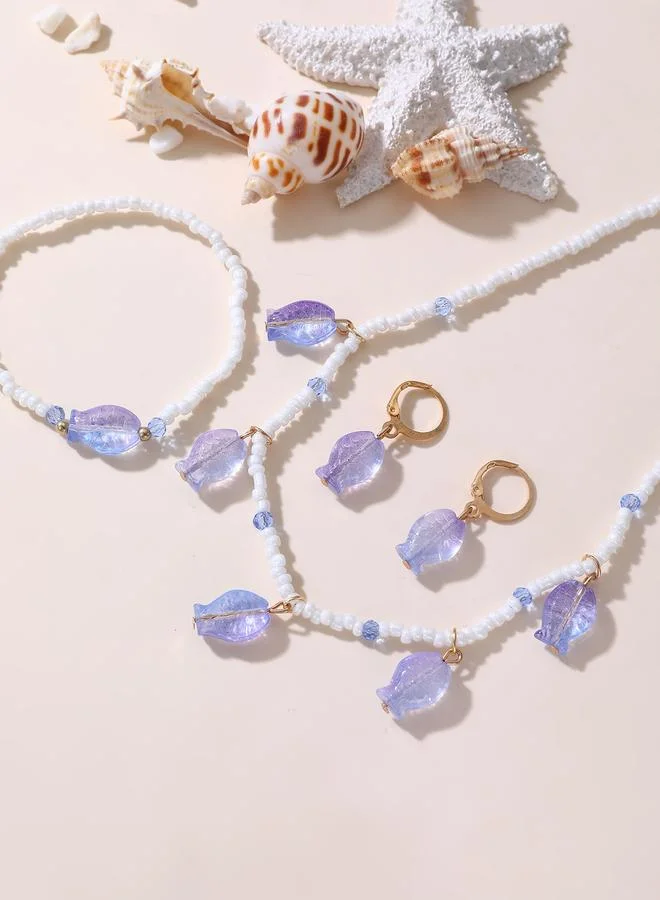 Take Two  Girls Fish Charm Beaded Necklace, Bracelet and Earrings Set for Women | Best Price UAE