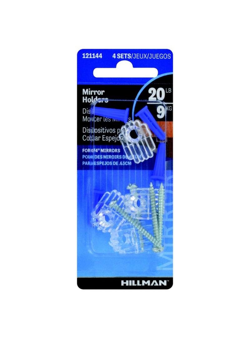 Hillman Hillman AnchorWire Acrylic Mirror Holder Kit 4Pcs 