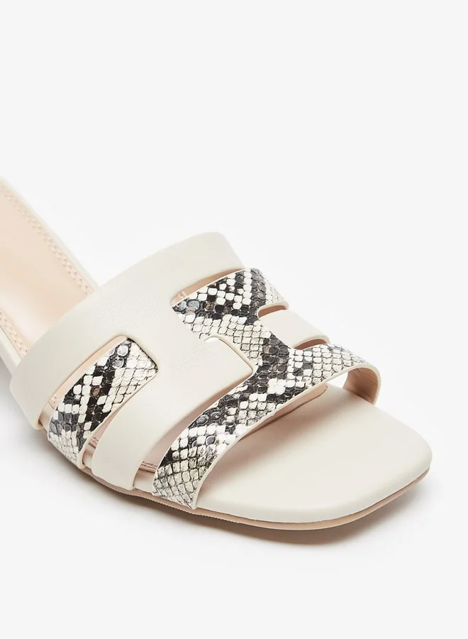 سيليست Women's Animal Textured Slip-On Sandals with Block Heels