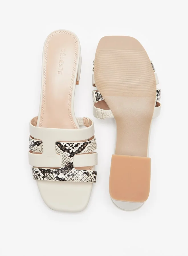 سيليست Women's Animal Textured Slip-On Sandals with Block Heels