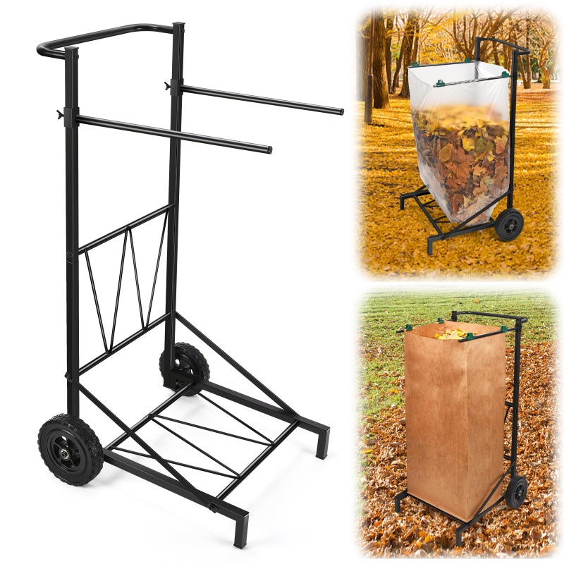 CAROD Trash Bag Holder, Adjustable Metal Leaf Bag Holder from 30-45 Gallon Capacity, Mobile Garbage Bags Cart, Outdoor Garden Leaf Bags Stand for Yard & Lawn Cleanup, Gardening, Camping, Parties - Image 1