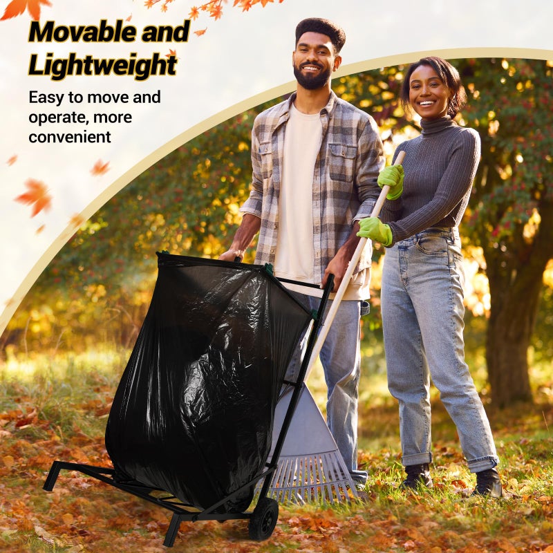 CAROD Trash Bag Holder, Adjustable Metal Leaf Bag Holder from 30-45 Gallon Capacity, Mobile Garbage Bags Cart, Outdoor Garden Leaf Bags Stand for Yard & Lawn Cleanup, Gardening, Camping, Parties - Image 2