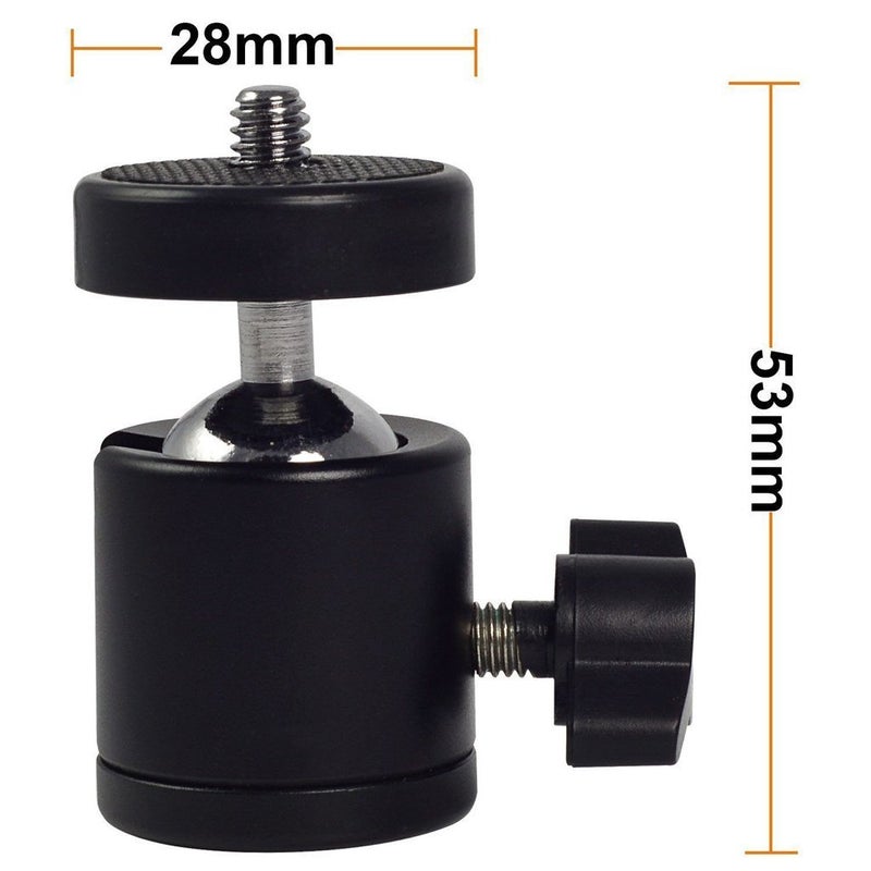 SHOPEE رأس كرة دوار صغير 1/4" برغي 360 درجة جسم من سبائك الألمنيوم رأس ثلاثي القوائم دوار صغير مع قاعدة تركيب برغي 1/4" لكاميرات DSLR خفيفة وكاميرات الفيديو، أسود - Image 2