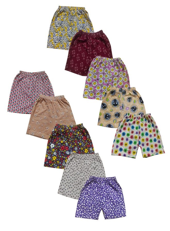 FLAX Kids Baby Girls Cotton Soft Printed Regular Use Shorts (Pack of 10) (18-24 Months) Multicolour - Image 1