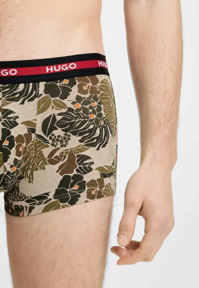 HUGO Three-pack of stretch-cotton trunks with logo waistbands