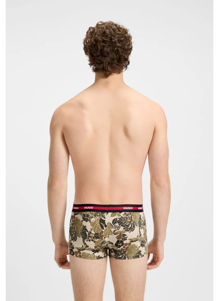 HUGO Three-pack of stretch-cotton trunks with logo waistbands