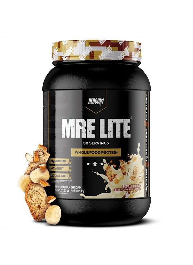 REDCON1 MRE Lite Whole Food Protein Powder, Banana Nut Bread - Low Carb & Whey Free Meal Replacement with Animal Protein Blends - Easy to Digest Supplement Made with MCT Oils (30 Servings)  - Image 1