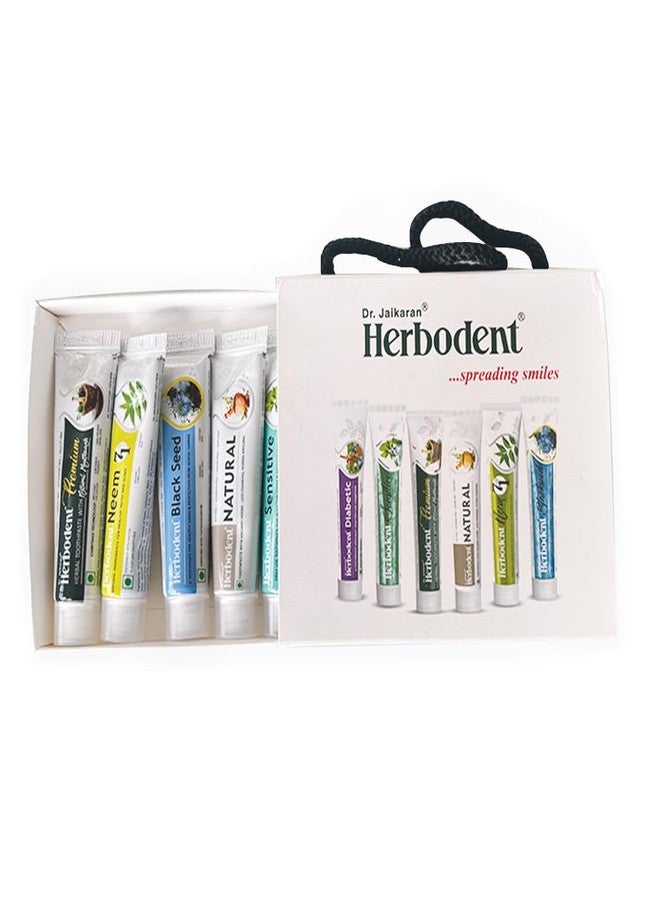 Herbodent Amazing Toothpaste Minis - Travel Pack | Herbodent® Natural | Herbodent® Premium | Herbodent® Sensitive | Herbodent® Blackseed | Herbodent® Diabetic | Herbodent® NEEM 7 in 1 Toothpaste-1 of Each - Image 1