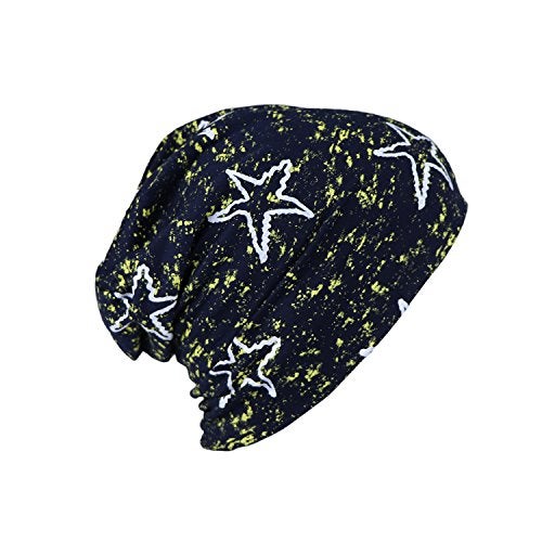 iSWEVEN Men's Beanies Cotton Slouchy Skull Summer Blended Free Size Multicolor Beanie Cap for Men Women Boys (7019-White Line Star) - Image 2
