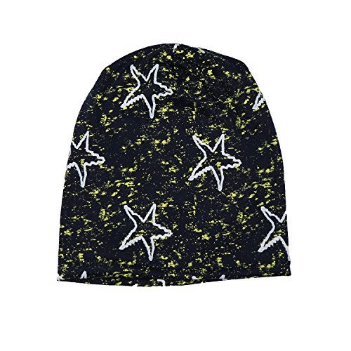 iSWEVEN Men's Beanies Cotton Slouchy Skull Summer Blended Free Size Multicolor Beanie Cap for Men Women Boys (7019-White Line Star) - Image 4