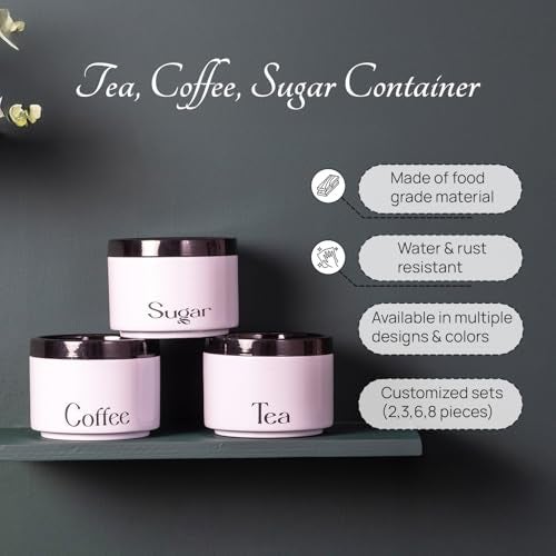nestroots Tea Coffee Sugar Containers Set of 3 | 500g Airtight Kitchen Storage Jars & Canisters for Dry Fruits, Spices, or Baking Essentials | Grey Tin Design for Modern Kitchen Decor - Image 5