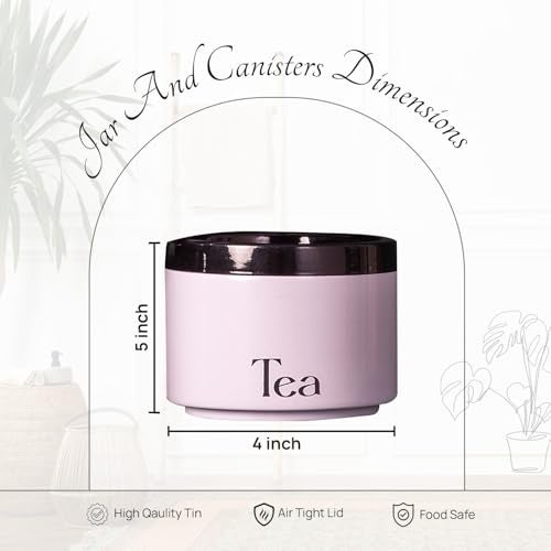 nestroots Tea Coffee Sugar Containers Set of 3 | 500g Airtight Kitchen Storage Jars & Canisters for Dry Fruits, Spices, or Baking Essentials | Grey Tin Design for Modern Kitchen Decor - Image 3