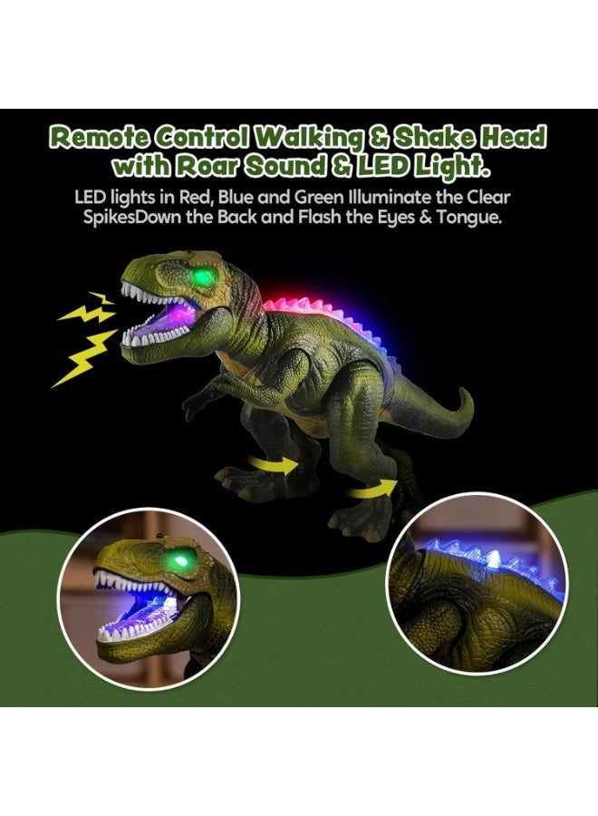 Guiding Growth Remote Control Walking T-Rex Dinosaur Toy with Multi-Color LED Lights and Sounds – Realistic Roaring, Dancing, and Shaking Head Movement – Interactive Prehistoric Gift for Toddlers, Boys, & Girls - Image 4