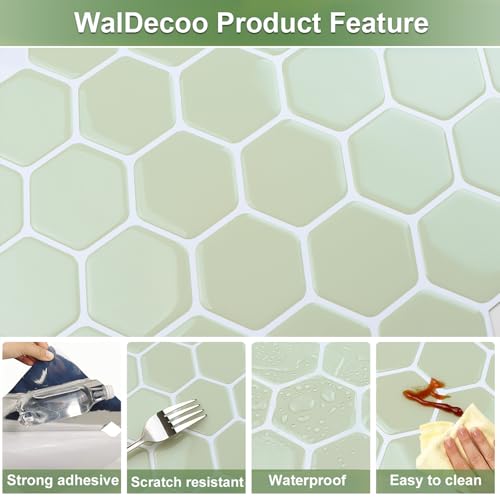 WalDecoo Hexagon Peel and Stick Backsplash, 10 Sheets Premium 3D Self Adhesive Wall Tile Sticker, Large Stick on Backsplash for Kitchen and Bathroom（12" x 12"） - Image 3