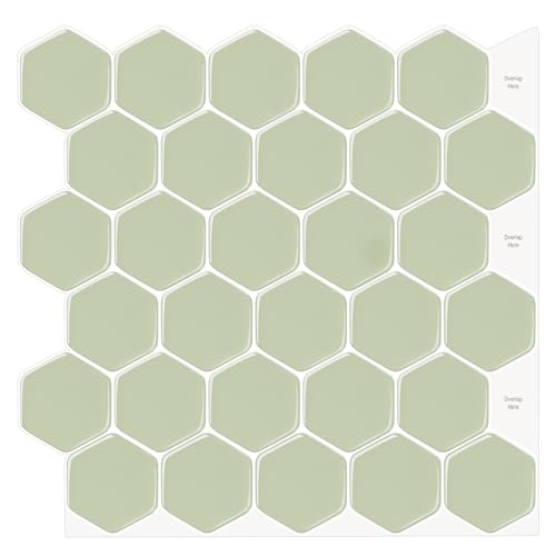 WalDecoo Hexagon Peel and Stick Backsplash, 10 Sheets Premium 3D Self Adhesive Wall Tile Sticker, Large Stick on Backsplash for Kitchen and Bathroom（12" x 12"） - Image 1