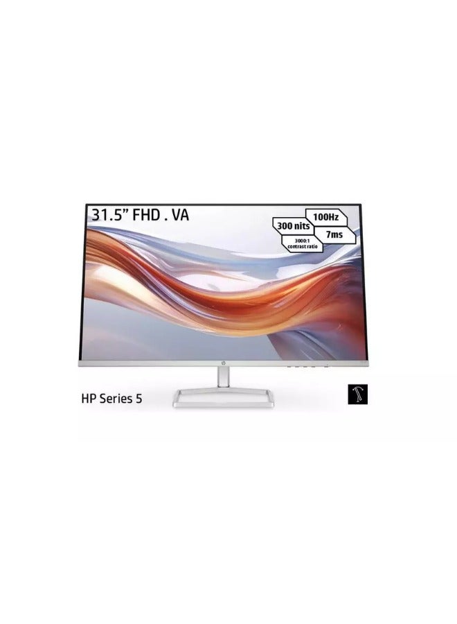 HP شاشة VA بحجم 31.5 بوصة VGA (1920x1080) معدل تحديث 100 هرتز، زمن استجابة يصل إلى 7 مللي ثانية ونوع لوحة IPS مع x2 HDMI - 94F50AS - Image 1