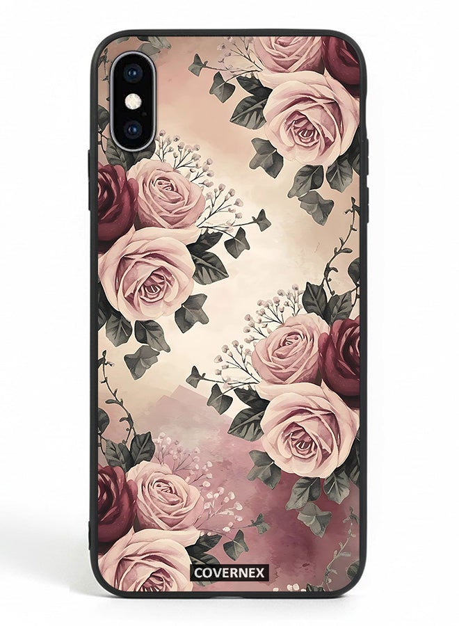 Covernex Apple iPhone X Protective Case Cover Printed Featuring Vintage Victorian Rose Bouquet - Image 2