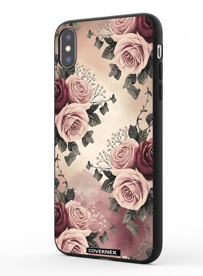 Covernex Apple iPhone X Protective Case Cover Printed Featuring Vintage Victorian Rose Bouquet - Image 1