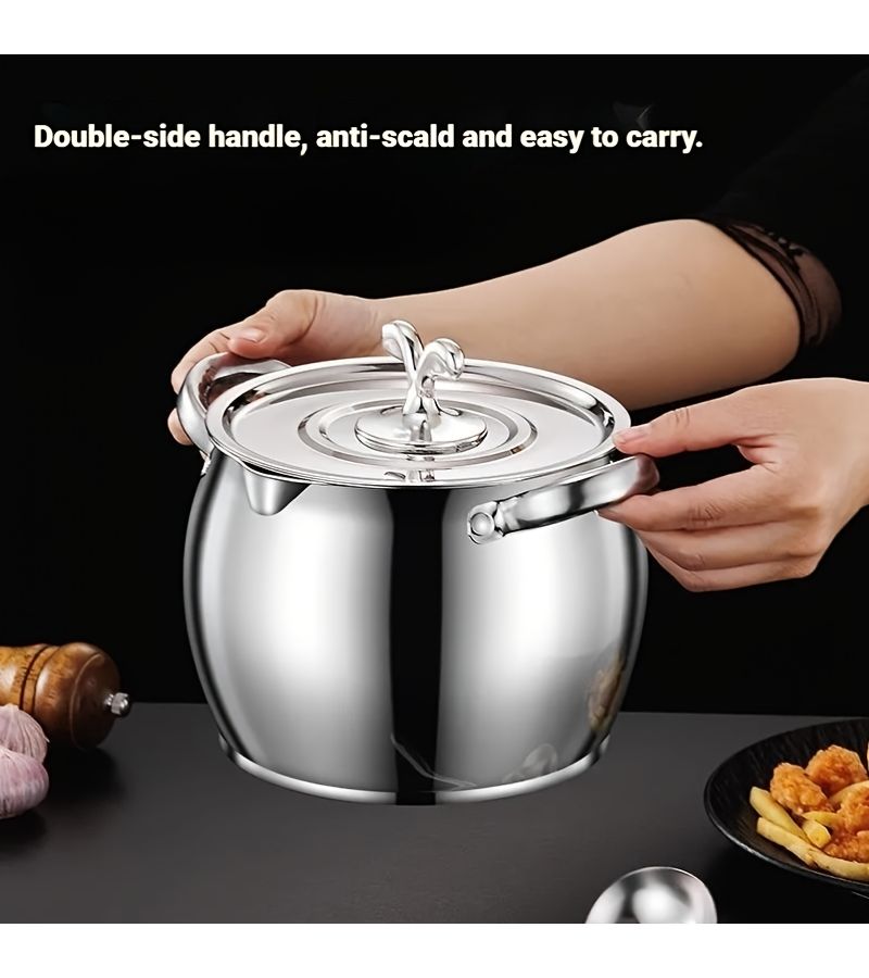 4L Stainless Steel Container Set With Fine Mesh Strainer And Dust Cover For Soup Broth - Image 4